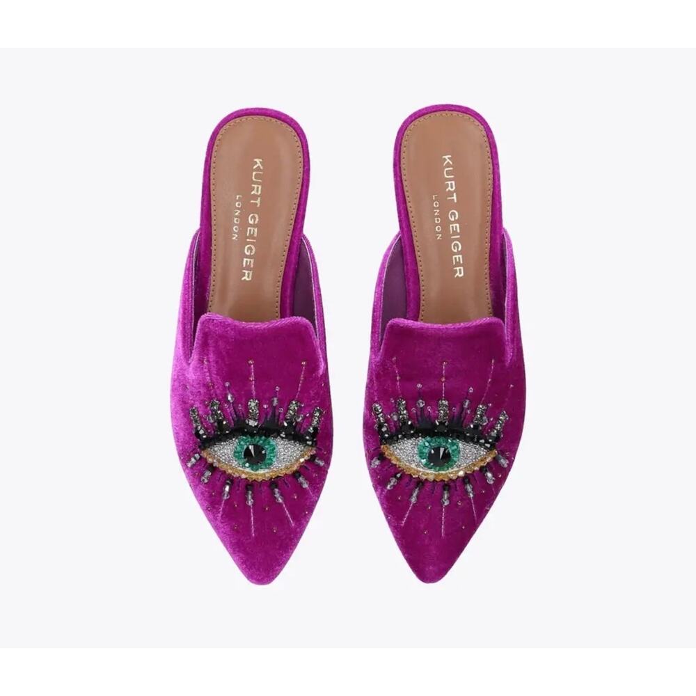 Kurt Geiger London Olive Eye Crystal Purple Flat Mule, 40 (9.5)